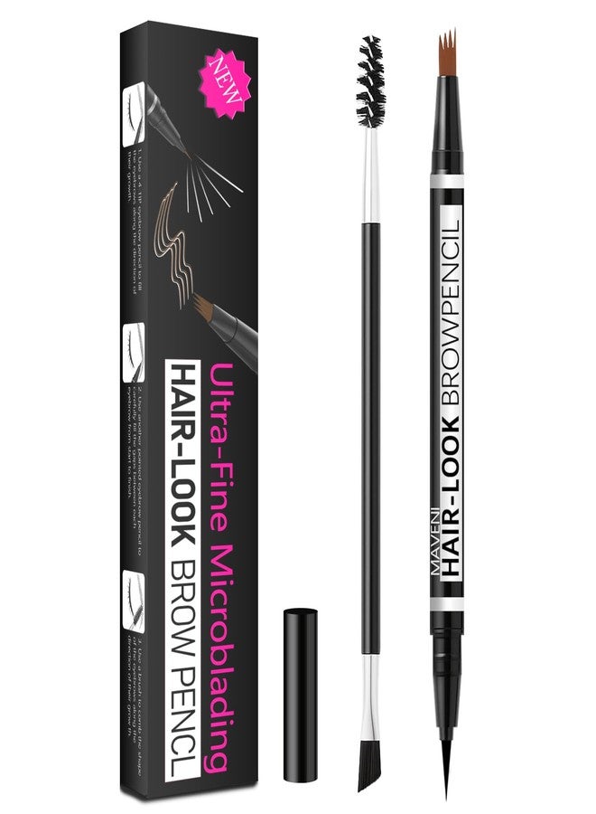 MAVENI 2-in-1 Eye Brow Pencils for Women,Waterproof Eyebrow Pen with 4 Tip Microblading Eyebrow Pencil and 0.01mm Ultra-Precise Eyeliner,Create Natural Hair-Like Brows,Lasting (01 Light Brown) - Image 1